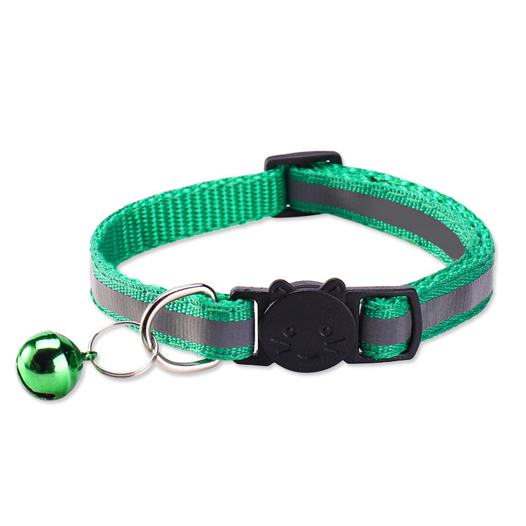 Reflective breakaway cat collar with bell in lake blue, view 12