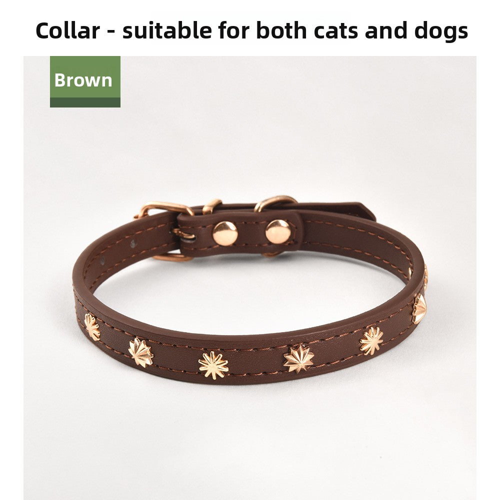 Cartoon PU leather pet collar, ideal for everyday use