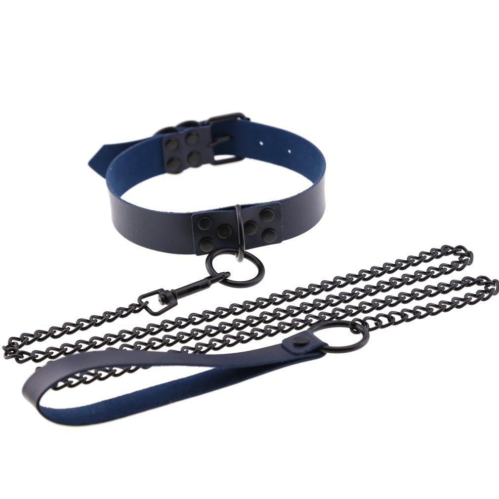 PU leather dog collar and lead set with chain detail, product image 20