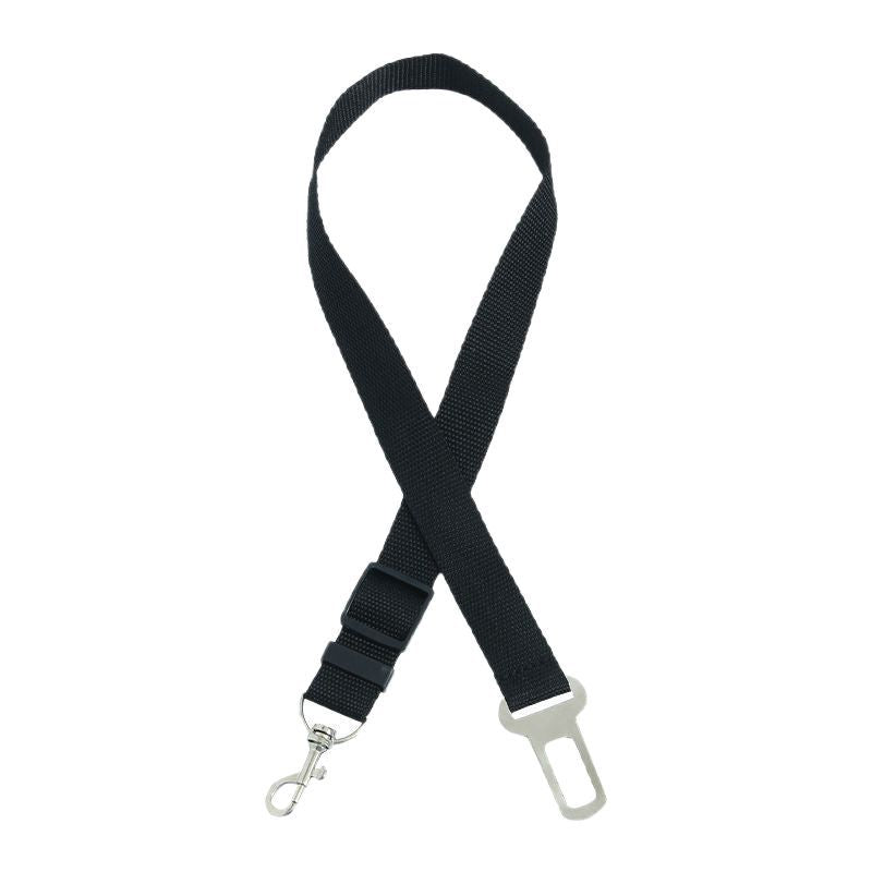 Nylon dog car seat belt lead in navy blue
