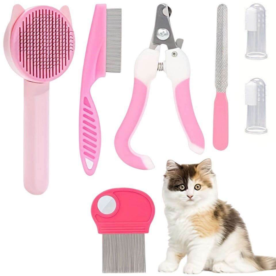 8-Piece Stainless Steel Pet Grooming Kit with Nail Clippers