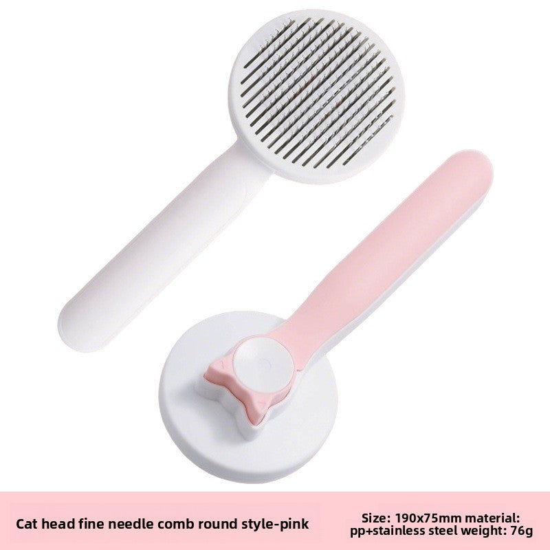 Self-Cleaning Fine-Tooth Comb with Cat Head Design for Dogs and Cats