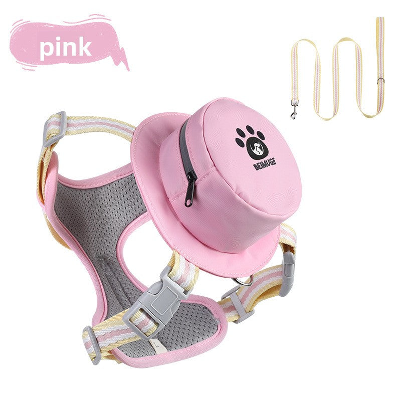 Small dog harness with backpack and lead, main product photo