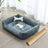 Soft pet bed with blanket, mat and bone pillow, full product photo
