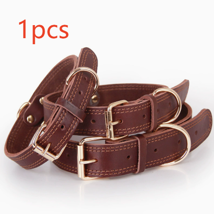 Cowhide leather dog collar with copper hook buckle, product image 10