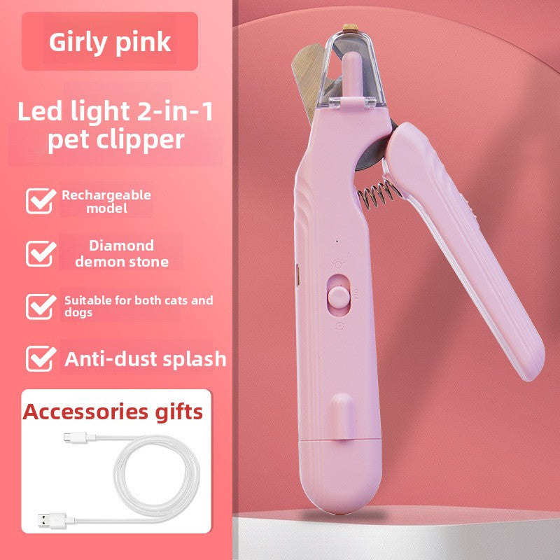 Electric Pet Nail Clipper and Grinder with LED Bloodline Light