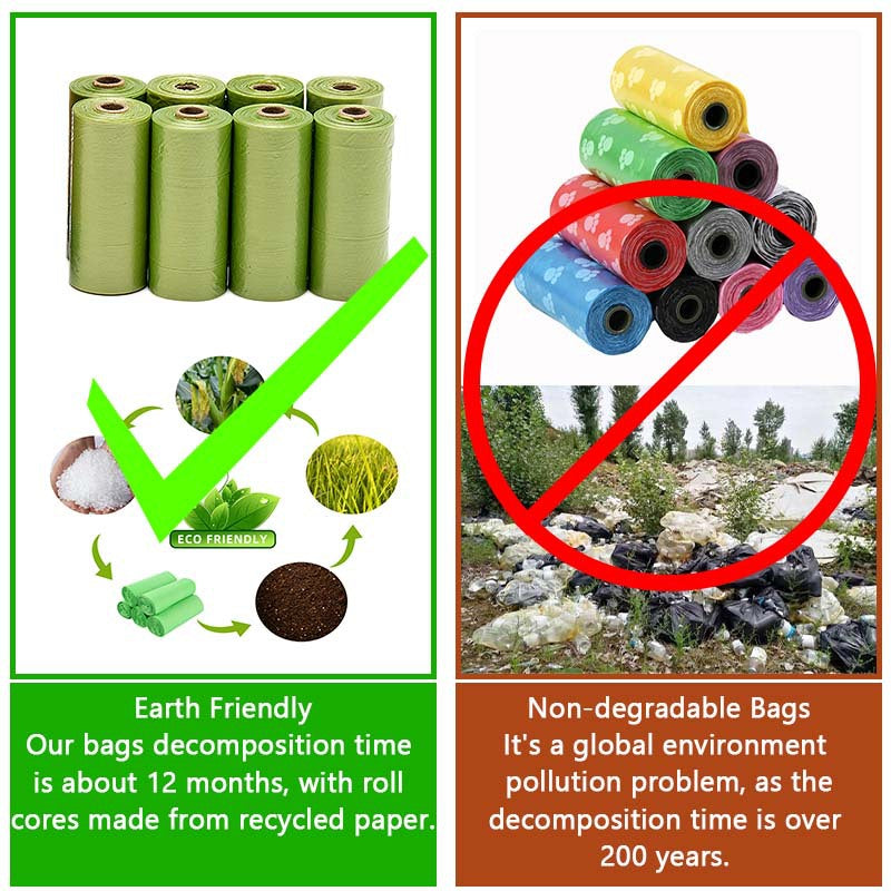 Degradable Pet Waste Bags on a Roll, Optional Dispenser