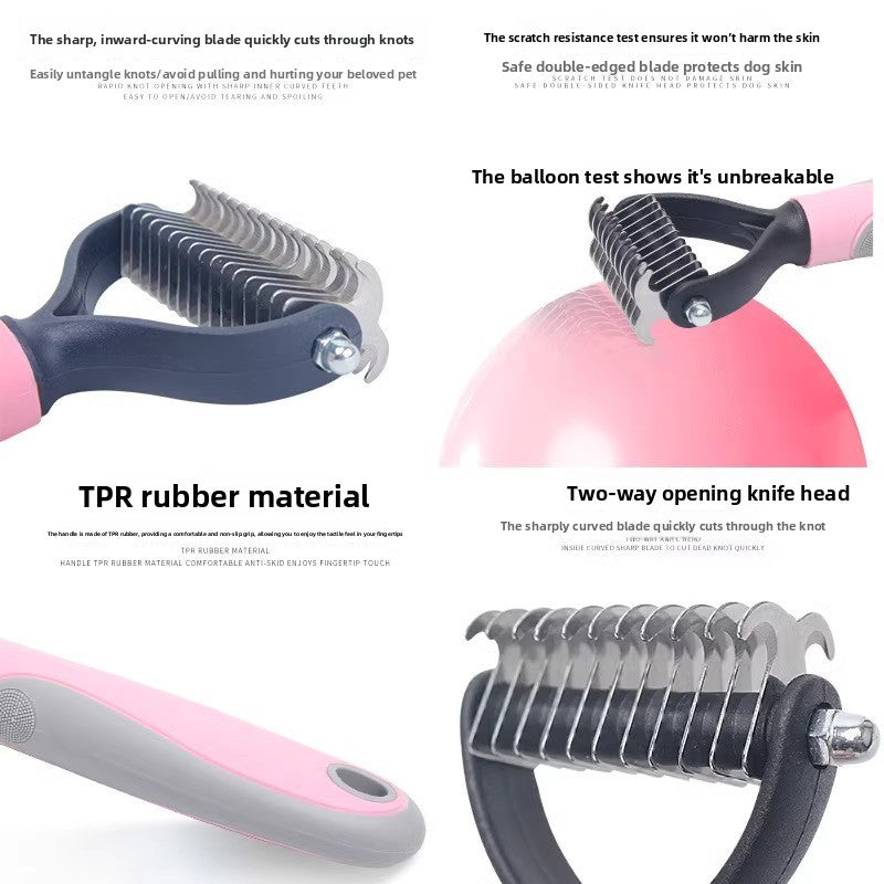 Dematting Comb for Dogs and Cats, Rounded Teeth Detangling Rake
