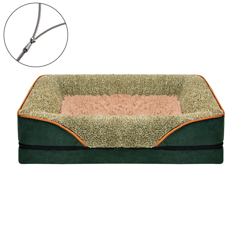 Washable bolster sofa dog bed in Dark Brown, product detail photo