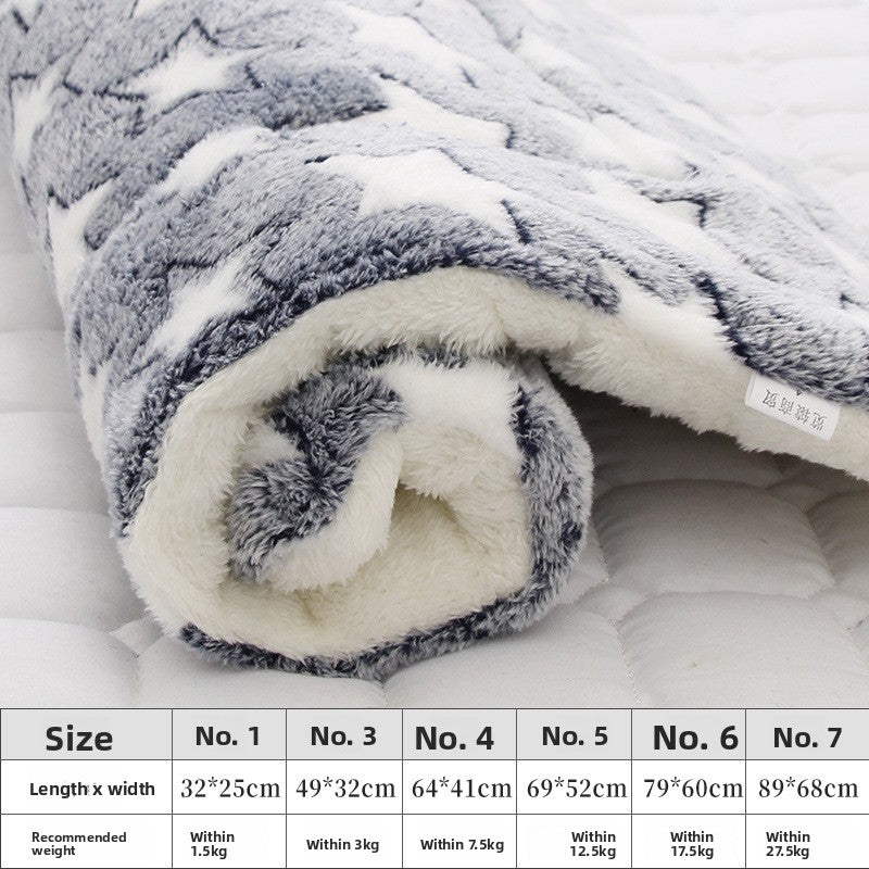 Thick padded pet mat cushion with print in Blue White Star, size 79 x 60cm