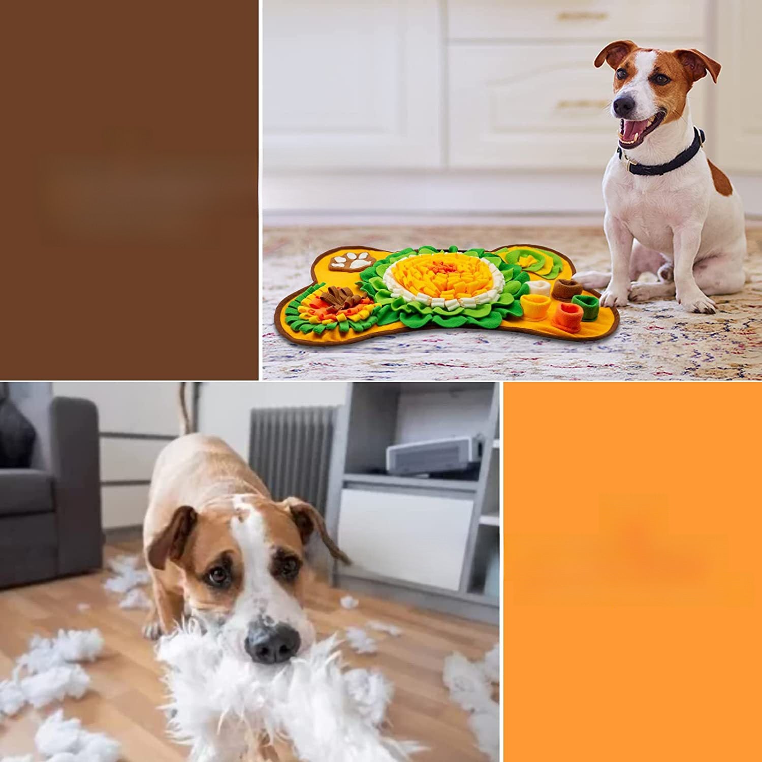 Bone-shaped dog snuffle mat in golden yellow fabric