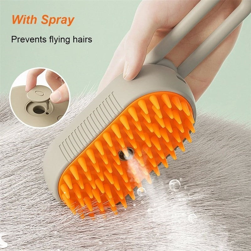 3-in-1 Electric Steam Spray Cat Brush for Loose Fur and Mats