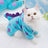 Blue monster flannel four-leg pet onesie in Blue Monster, in a home setting