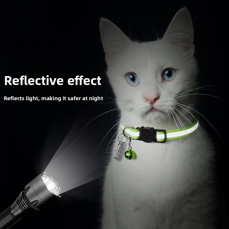 Reflective breakaway cat collar with bell in lake blue, view 3
