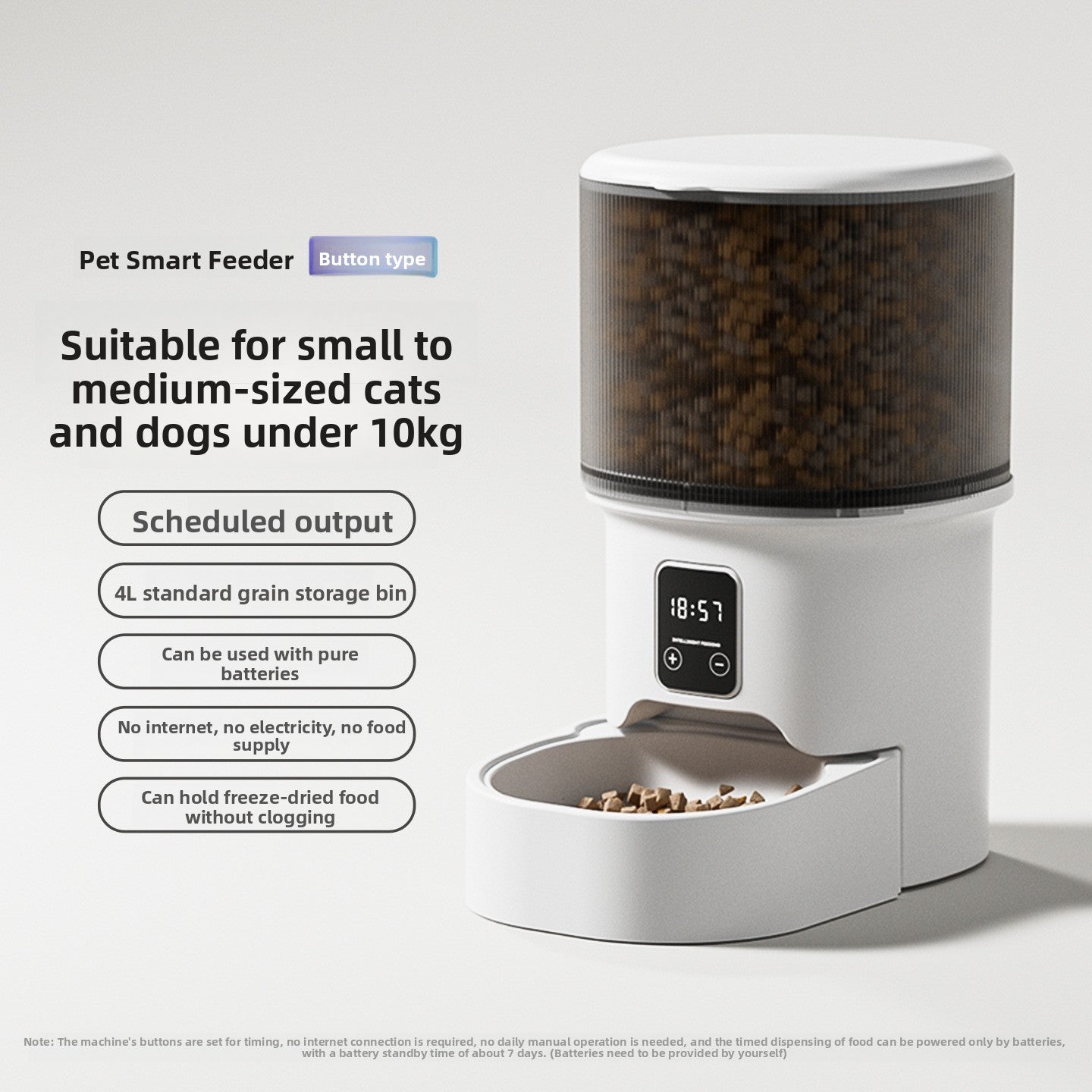 Automatic Pet Feeder with Wi-Fi Remote Control, Timed Feeding and Portion Control