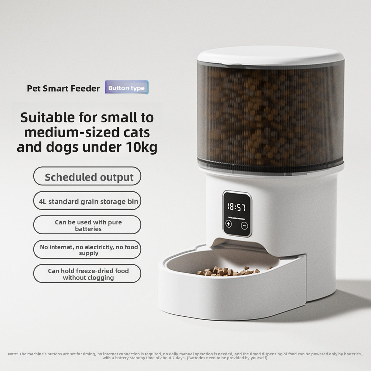 Automatic Pet Feeder with Wi-Fi Remote Control, Timed Feeding and Portion Control