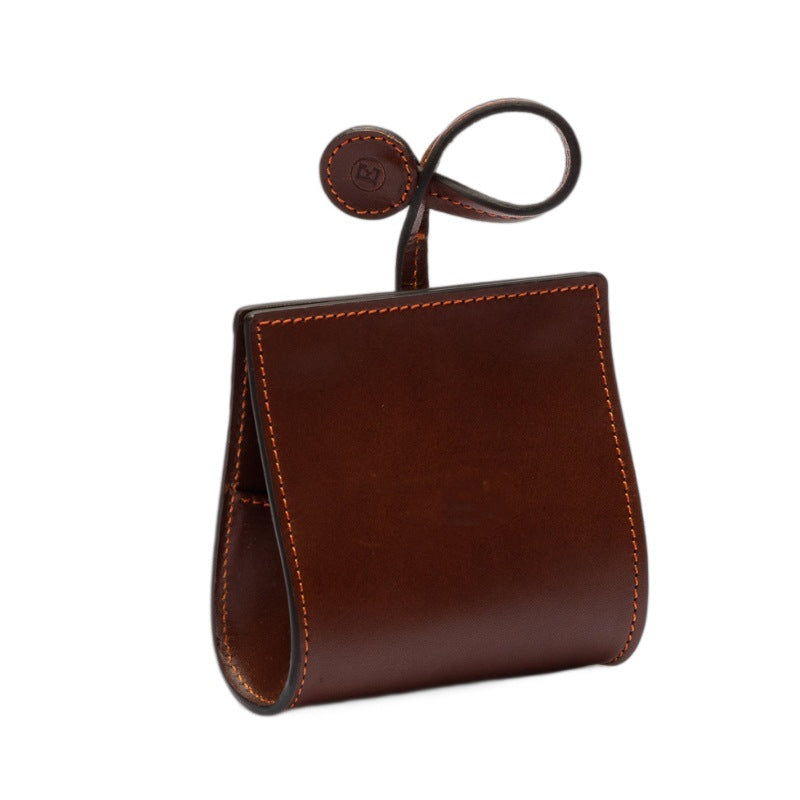 Round faux leather poo bag dispenser with clip, product image 5
