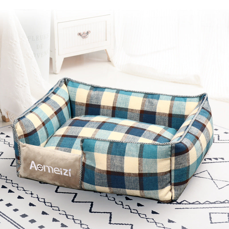 Check pattern pet nest bed with removable washable cover, photo 16 of 77