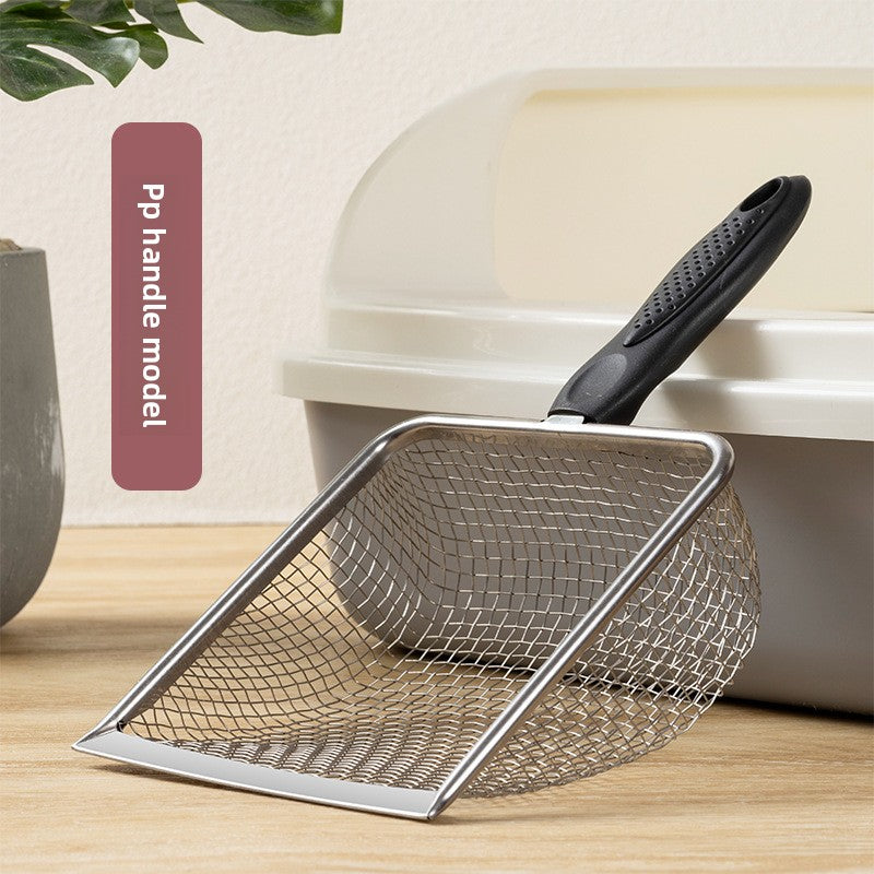 Stainless Steel Cat Litter Scoop with Fine Mesh, Handle Options