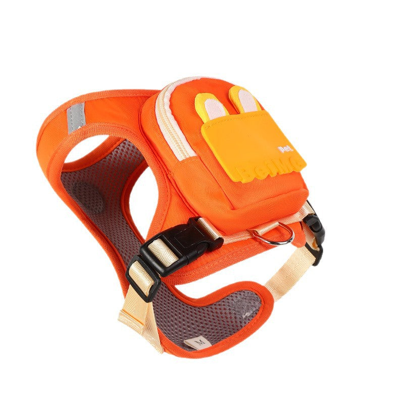 Small dog harness with backpack and lead, main product photo