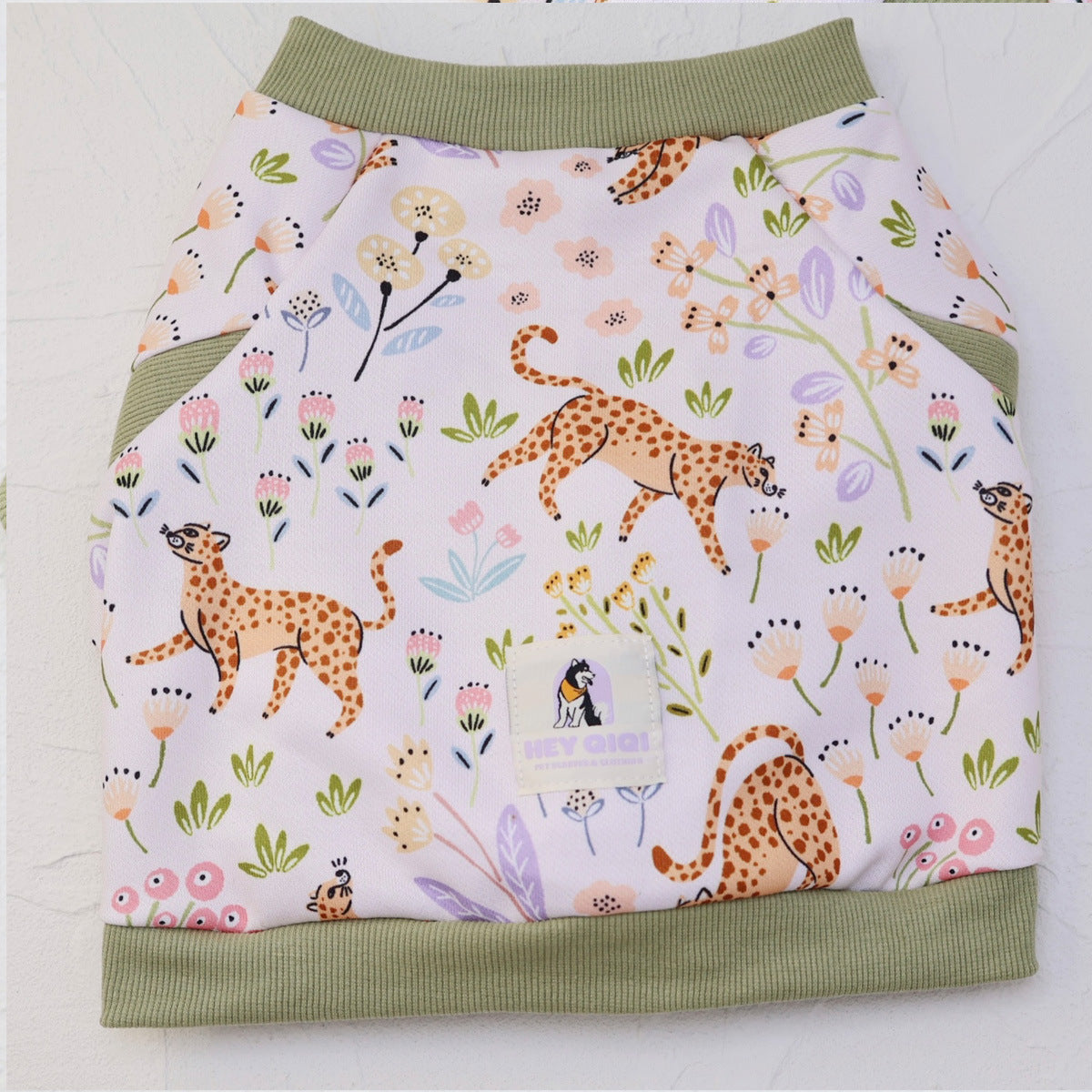 Elbow protection dog pyjamas for large dogs in Christmas Puppy, in a home setting