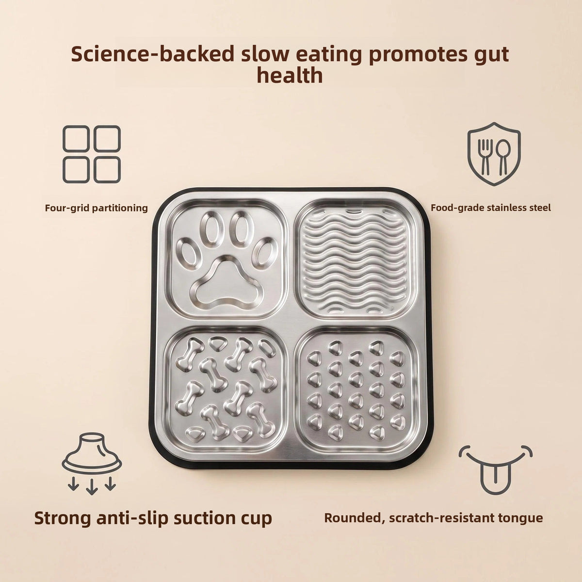 Silicone Slow Feeder Pet Bowl with Suction Cup Base for Licking Yoghurt and Wet Food