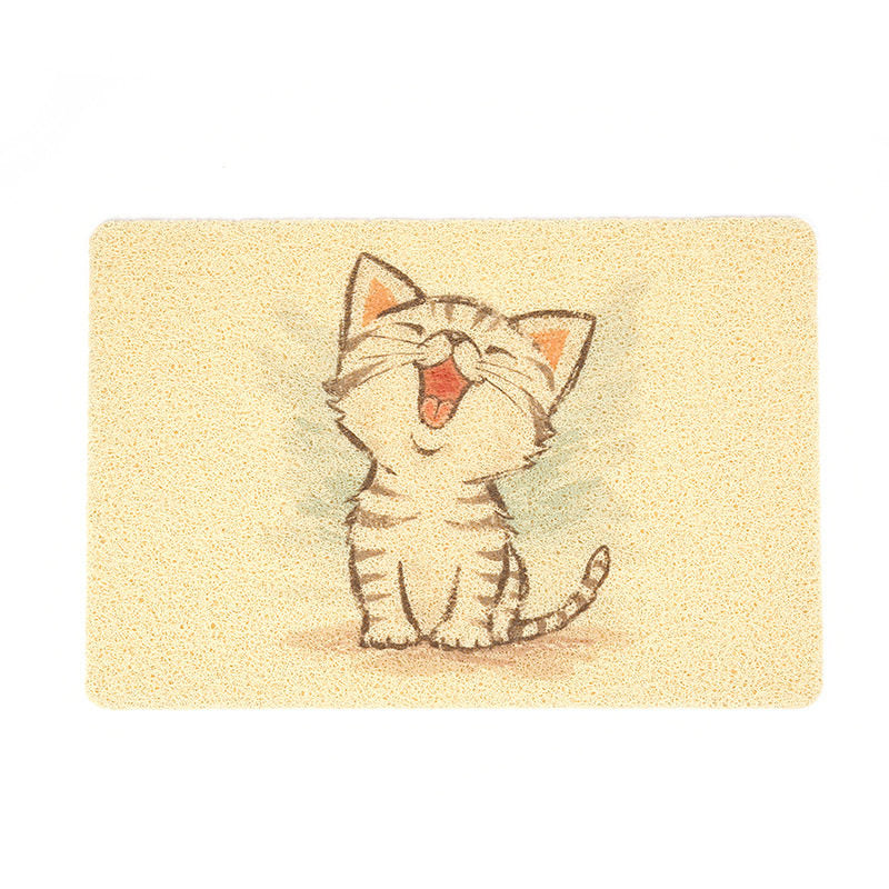 Textured cat litter mat in front of tray, photo from another angle