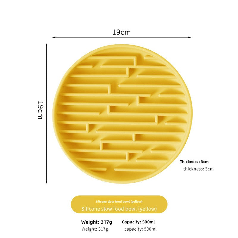 Silicone Slow Feeder Bowl with Suction Base for Cats and Dogs in Striped Design