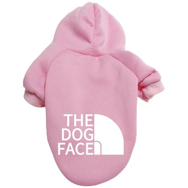 Dog face print sweatshirt for dogs in Red with Small Label, top view