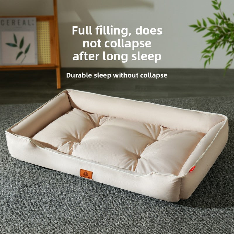 Waterproof Oxford dog bed with raised edges and soft base