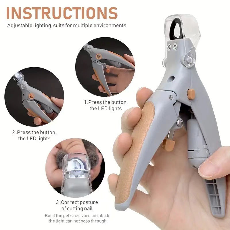 LED Cat and Dog Nail Scissors with Anti-Slip Handle