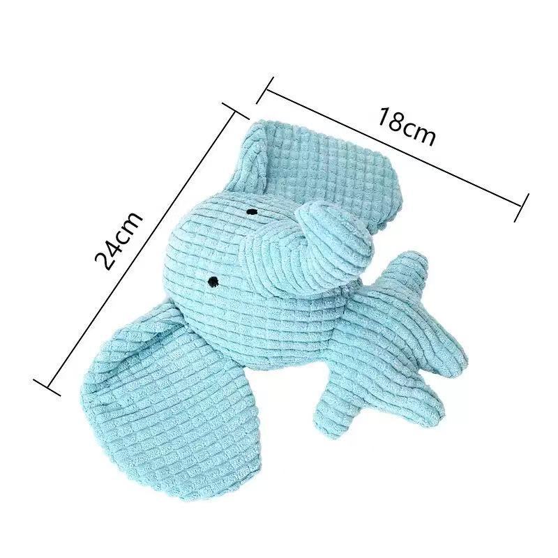 Squeaky plush dog toy in duck and elephant designs, view 4