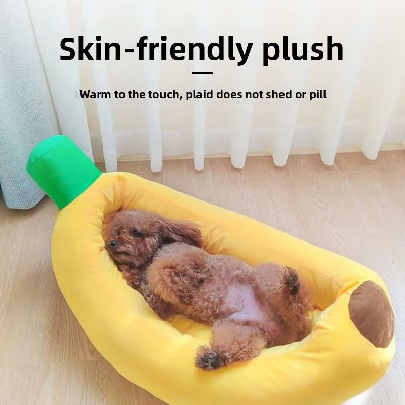 Banana shaped pet nest bed for cats and small dogs, photo 2 of 9