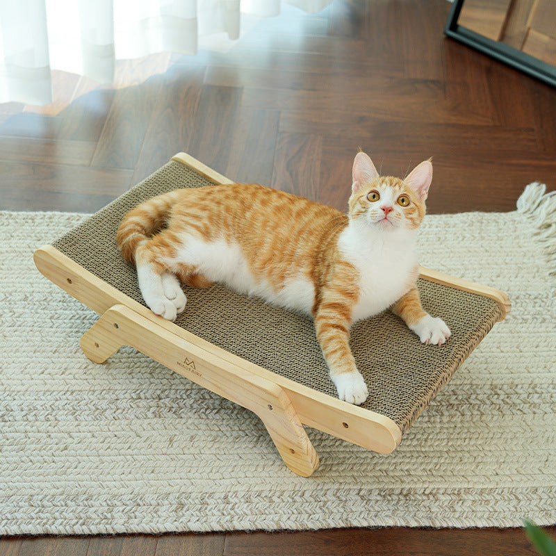 Corrugated cardboard cat scratching board and bed for indoor cats, view 3