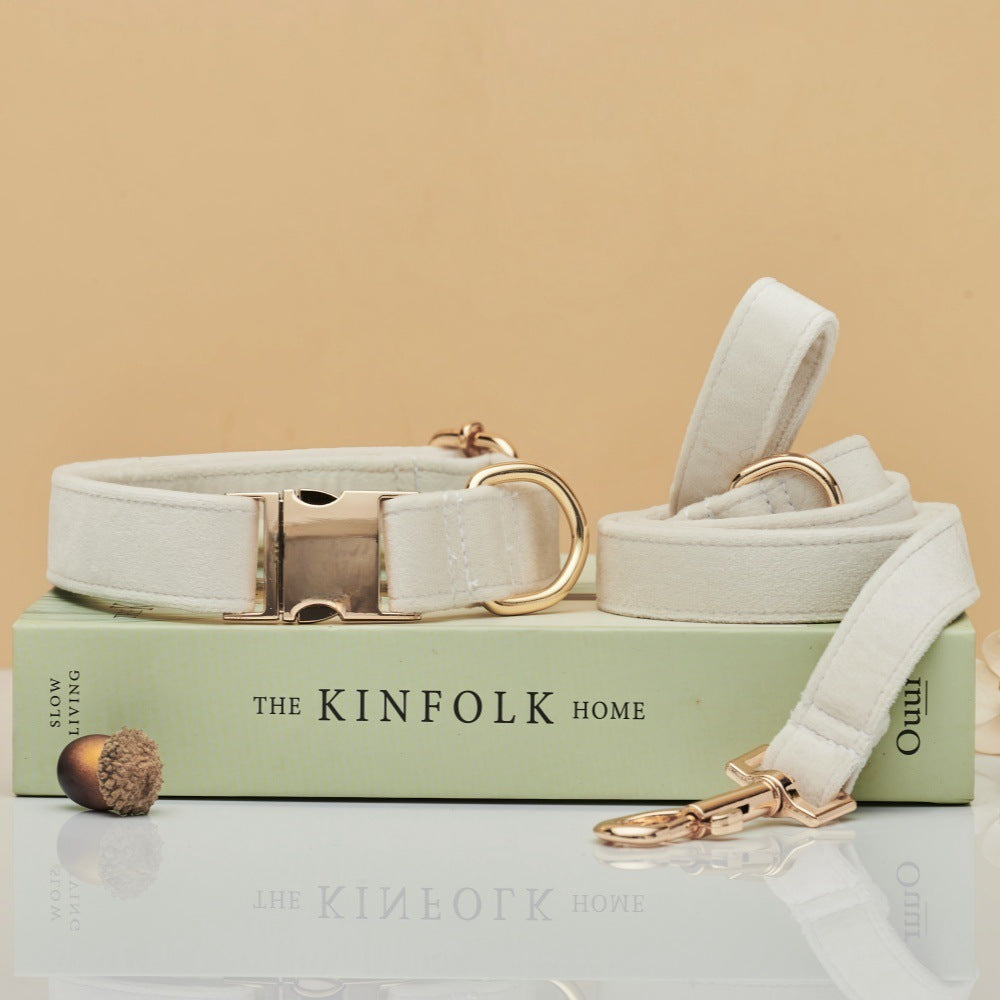 Soft velvet dog collar with metal buckle, available from Pet Royale UK
