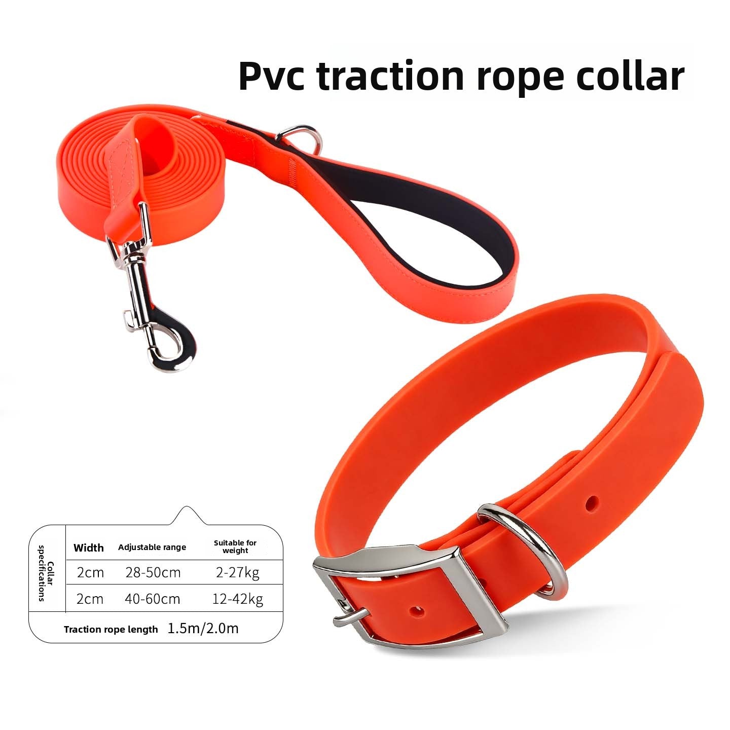 Waterproof orange PVC dog lead with matching collar