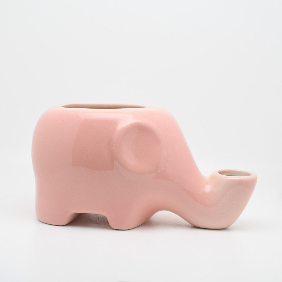 Ceramic Automatic Cat Water Dispenser with Elephant Design and Glass Bottle