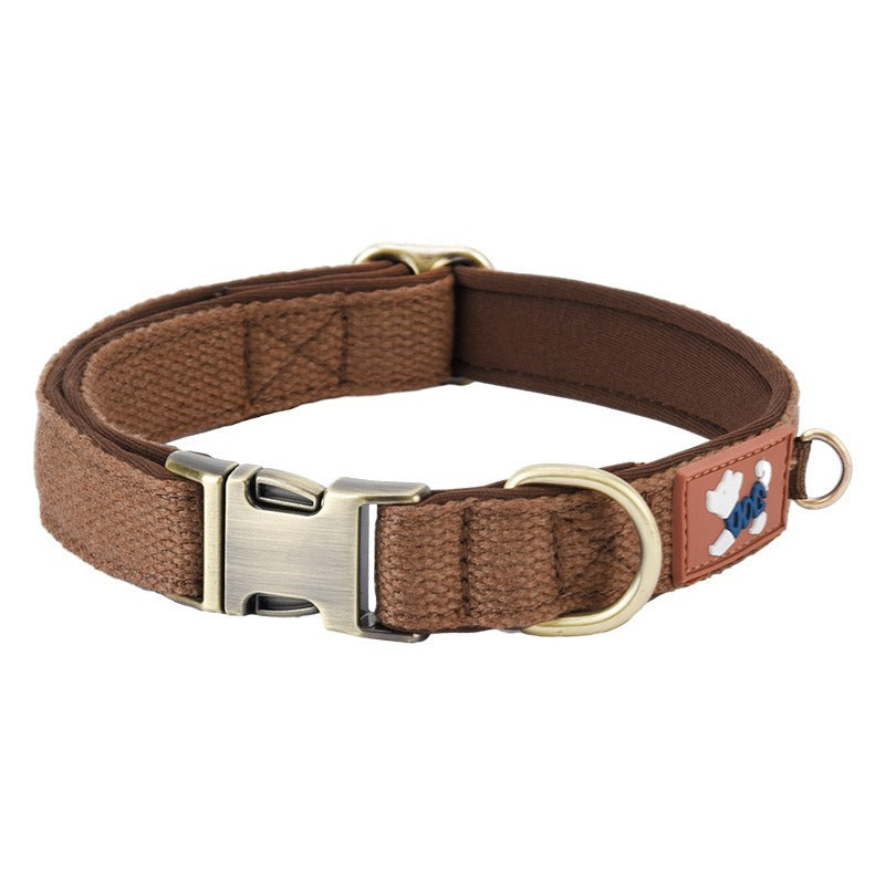 Padded dog collar with cotton lining in 10 colour options