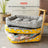 Enclosed kennel style pet bed with blue kitten print and velvet lining, photo 25