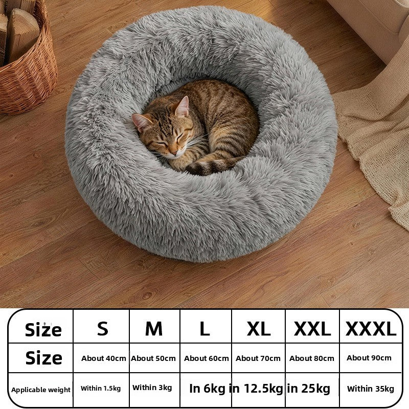 Grey bear paw shaped round plush pet bed, view 53