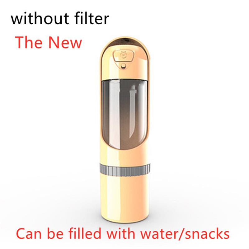 Portable Dog Water Bottle, 300ml Travel Bottle with Built-In Bowl and Filter Options