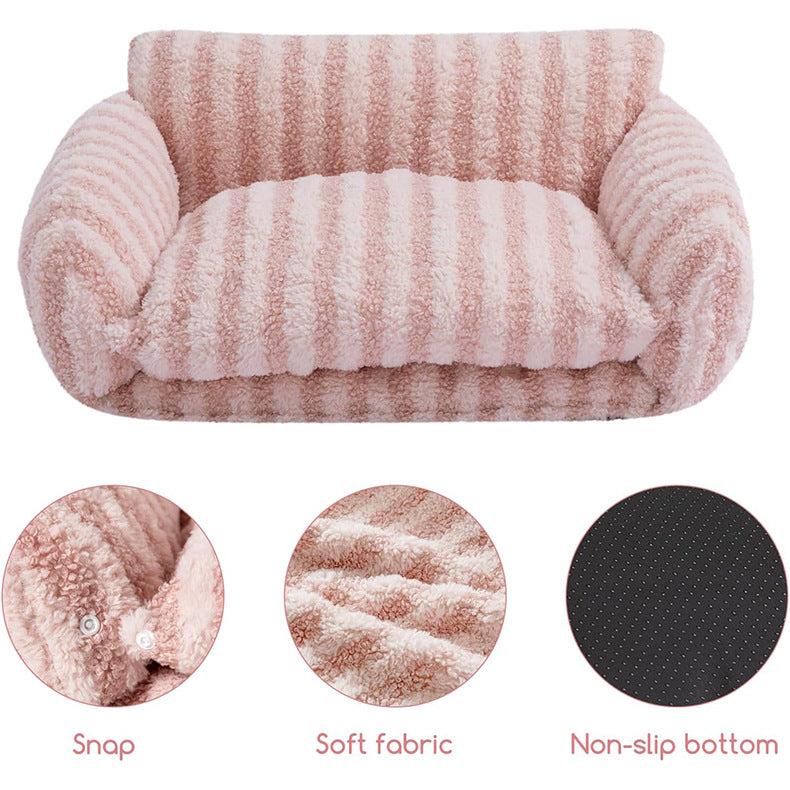 Fluffy plush double-layer pet sofa bed for cats, photo 4 of 7