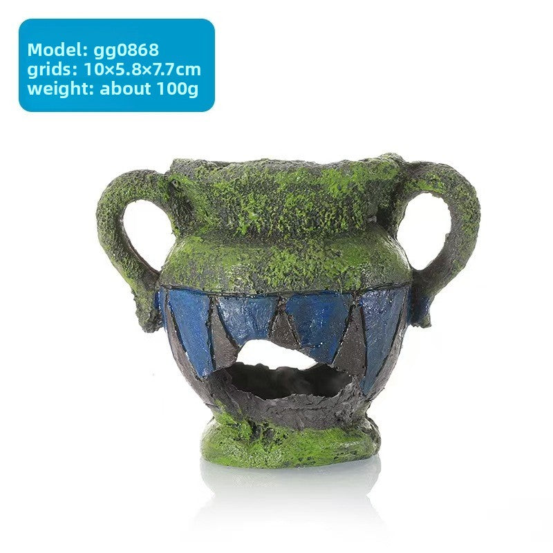 Resin rock turtle basking platform and reptile hide in Style BG0868