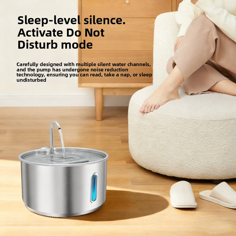 Circulating Stainless Steel Pet Water Fountain with Multi-Stage Filter and USB Power