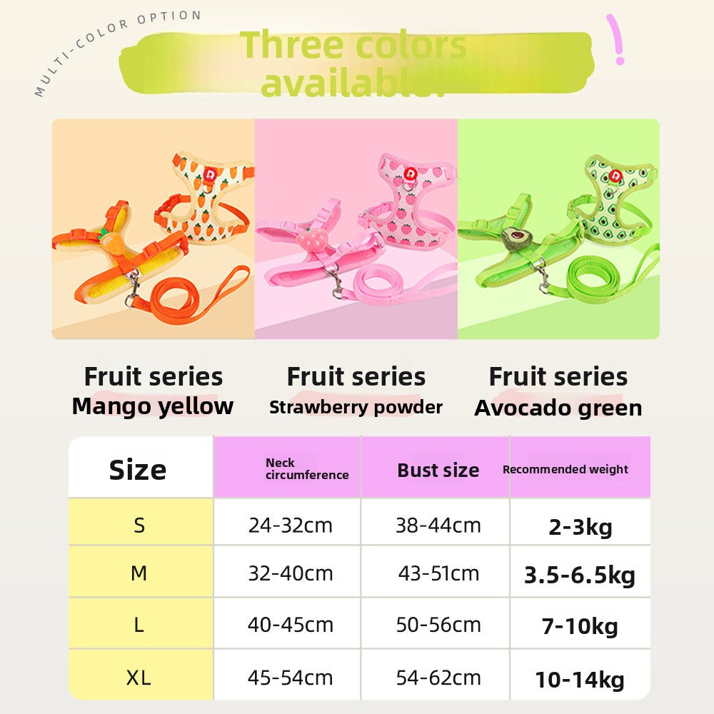 Fruit print dog harness, ideal for everyday use