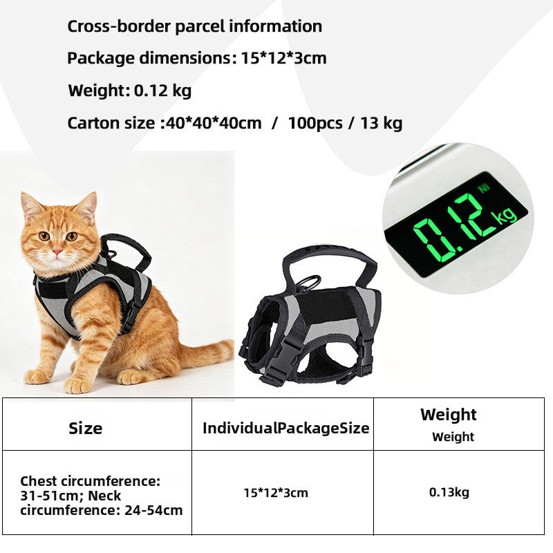 Breathable vest harness for small dogs and cats, product photo