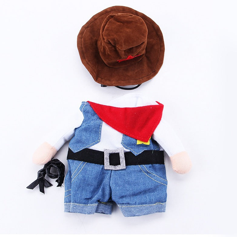 Cowboy denim look hooded jumpsuit for dogs and cats, in Denim Cowboy, image 4