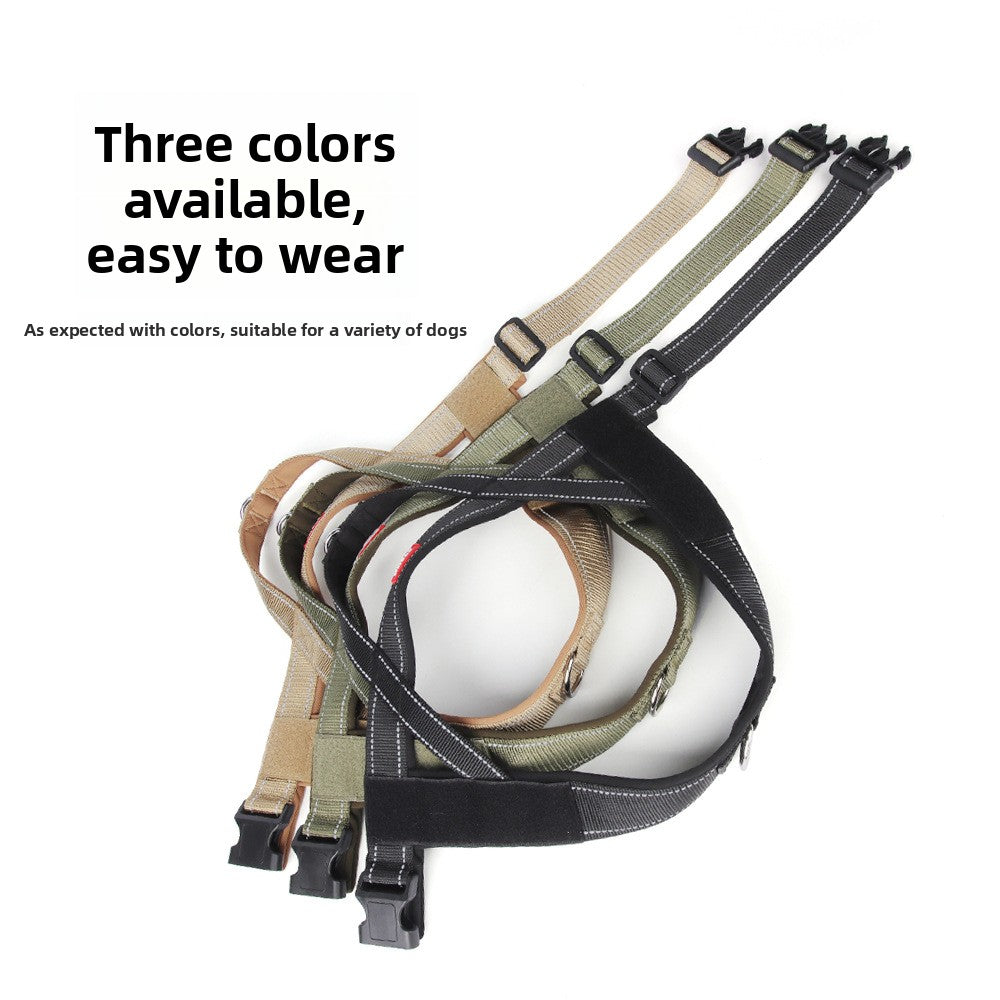 Tactical no escape dog harness in khaki on a large dog