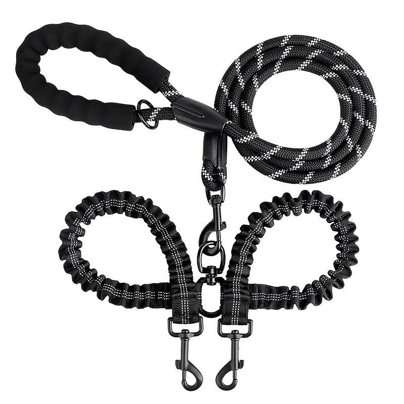 Double ended retractable lead for walking two dogs from one handle