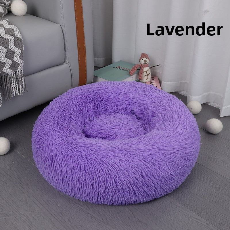 Round donut plush bed for cats and dogs, photo 32 of 43